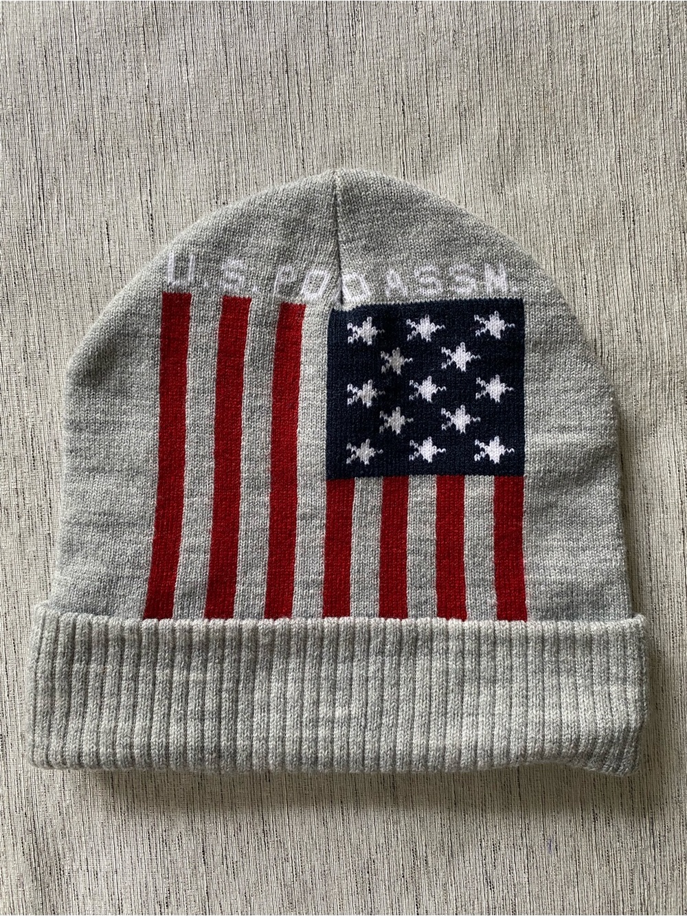 U.S. Polo Assn. Beanie One Size Gray American Flag